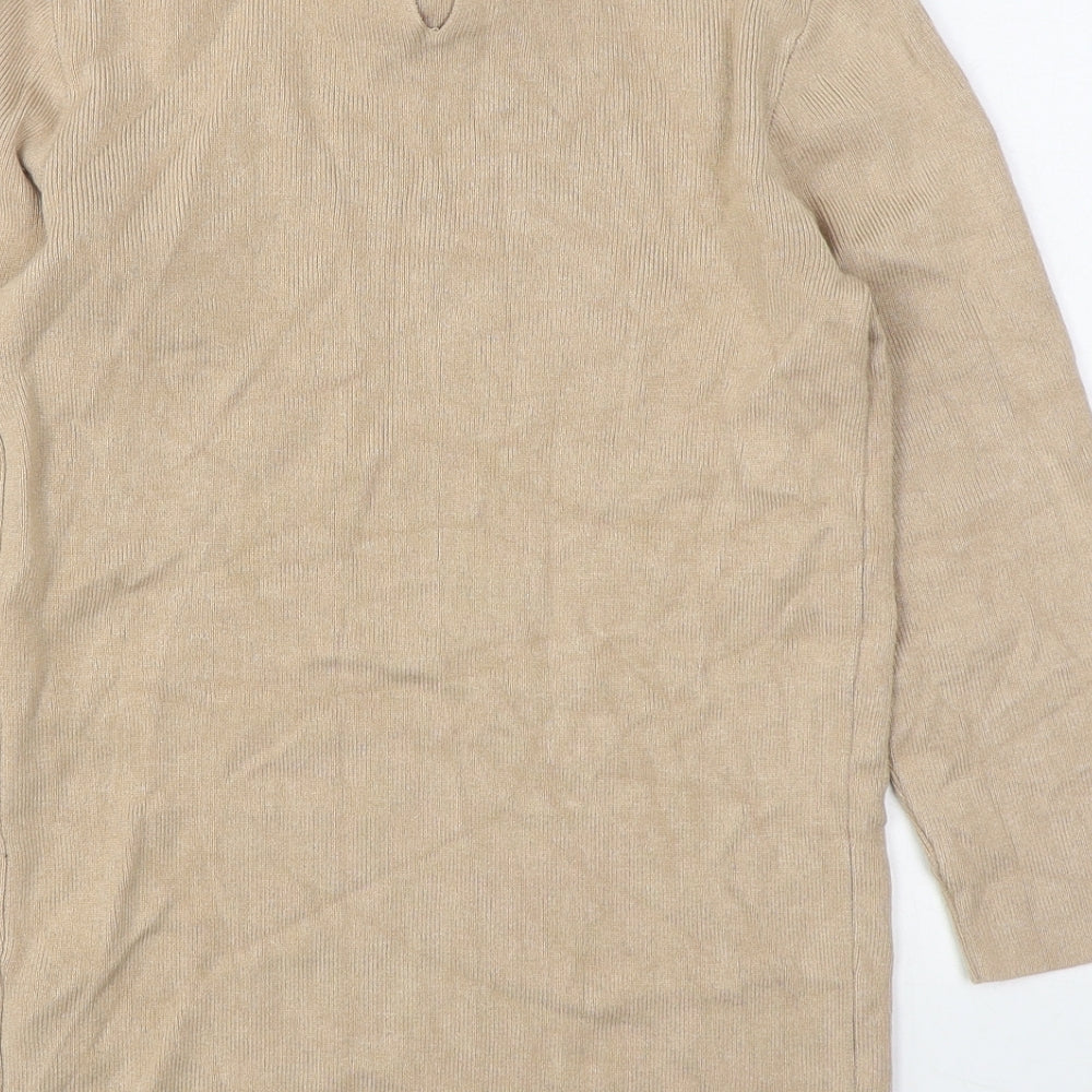Dorothy Perkins Womens Beige Collared  Viscose Pullover Jumper Size 6