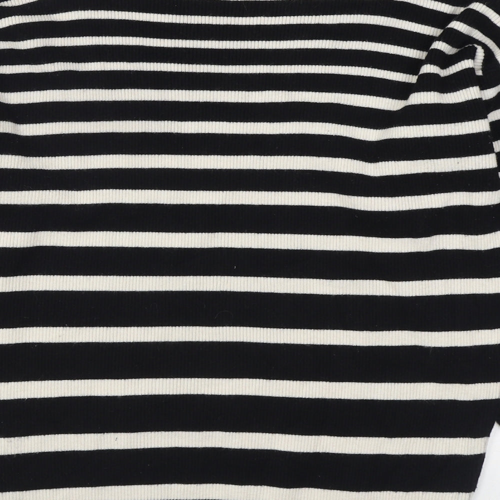 F&F Womens Black Round Neck Striped Viscose Pullover Jumper Size 22