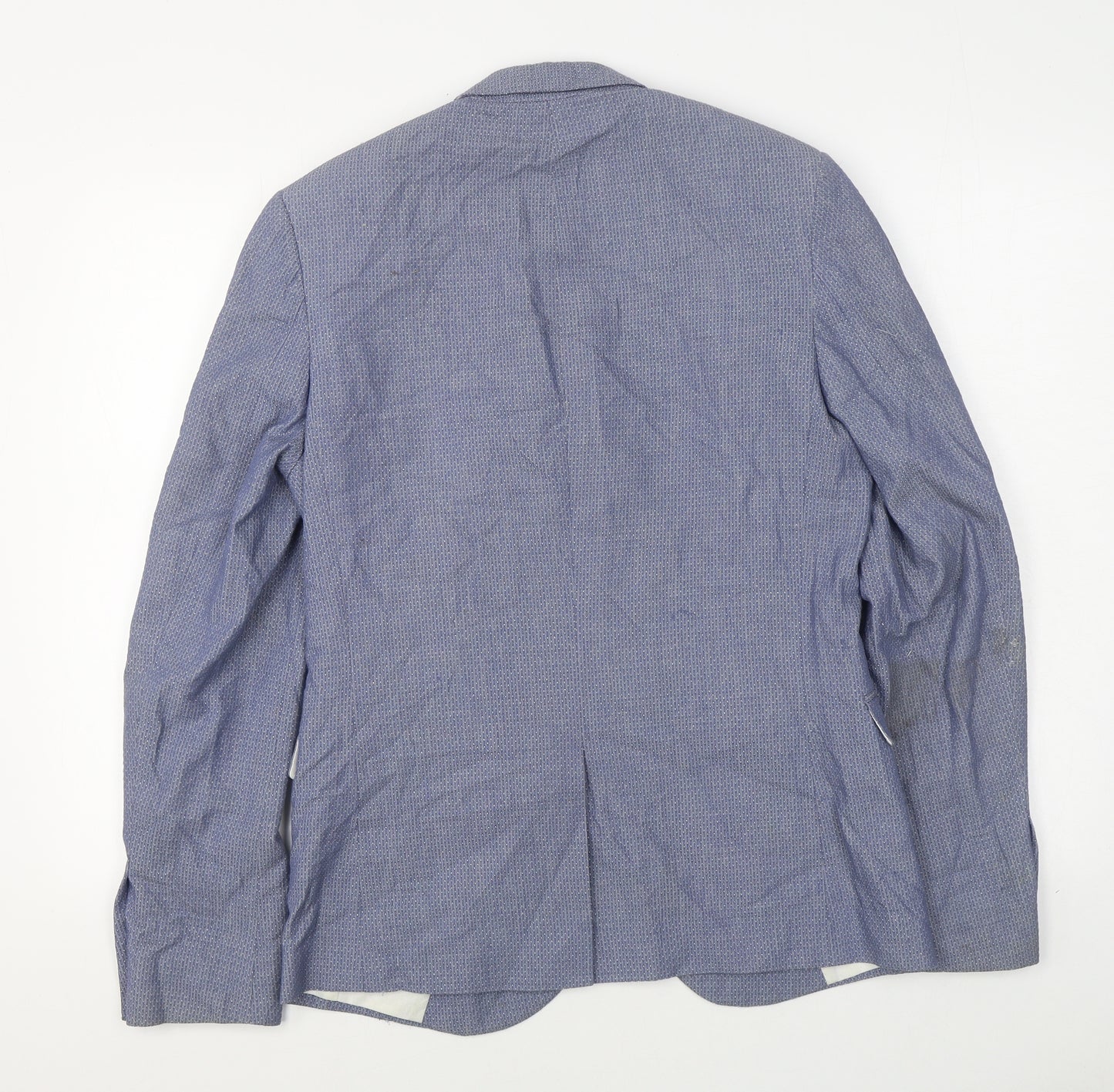 Topman Mens Blue  Cotton Jacket Suit Jacket Size 38