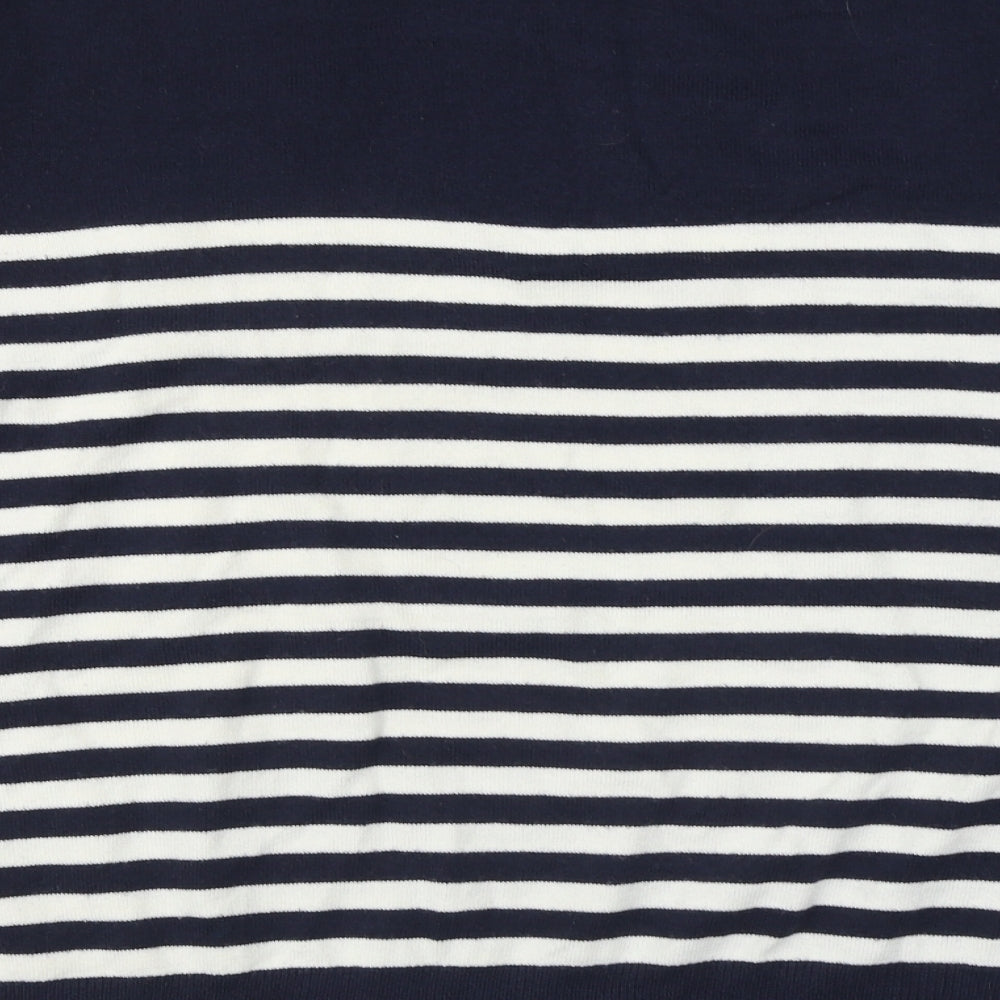 Marks and Spencer Womens Blue Round Neck Striped Acrylic Pullover Jumper Size 22