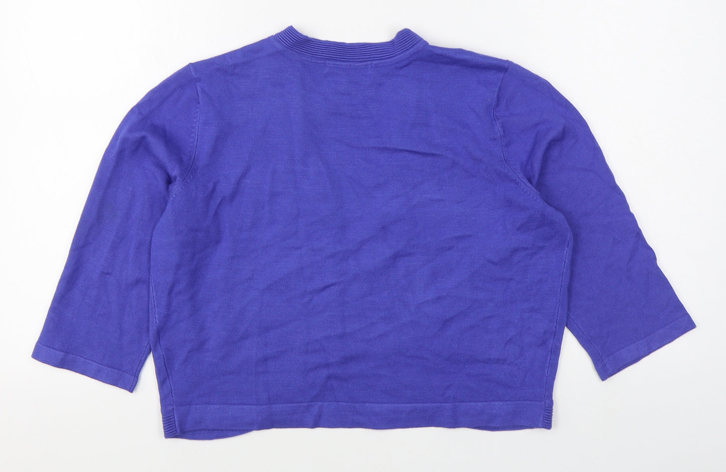 Bm Collection Womens Blue V-Neck  Viscose Cardigan Jumper Size M