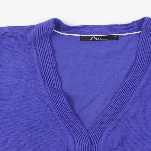 Bm Collection Womens Blue V-Neck  Viscose Cardigan Jumper Size M