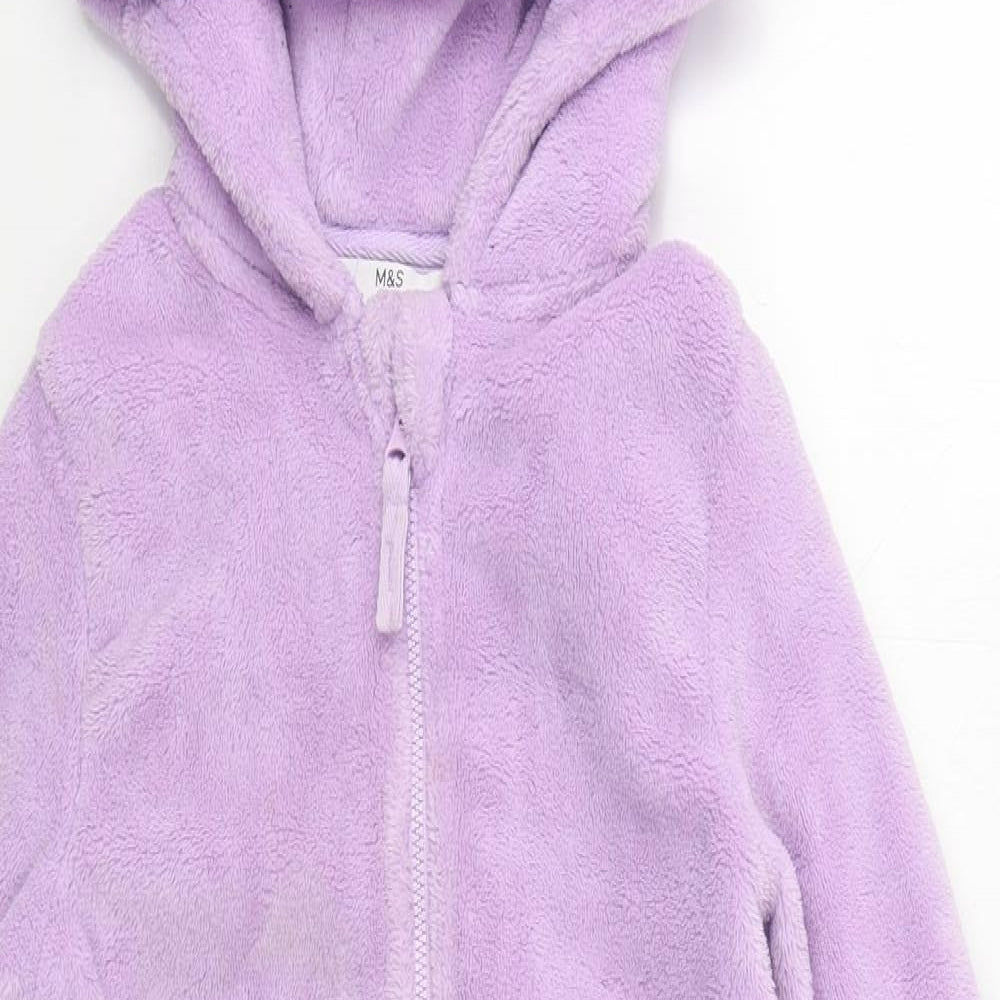 Marks and Spencer Girls Purple Solid Polyester Top One Piece Size 3-4 Years  Zip - Unicorn