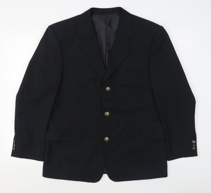 Preworn Mens Black  Polyester Jacket Suit Jacket Size 40