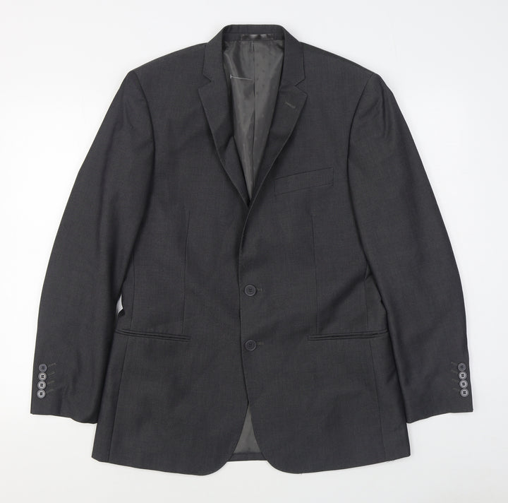 F&F Mens Grey Polyester Jacket Suit Jacket Size 38