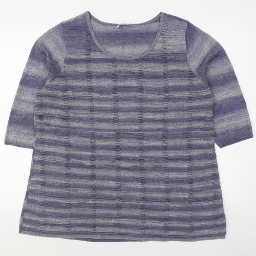 Studio 8 Womens Purple Scoop Neck Striped Acrylic Pullover Jumper Size 22