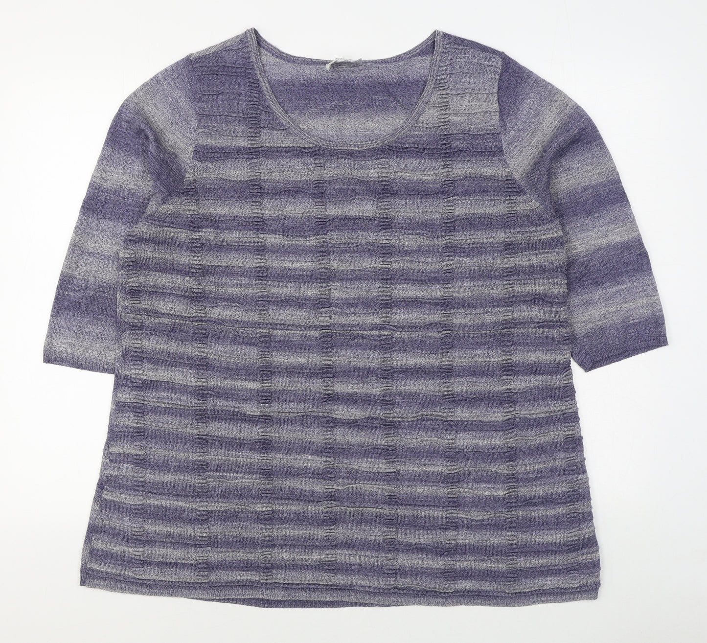 Studio 8 Womens Purple Scoop Neck Striped Acrylic Pullover Jumper Size 22