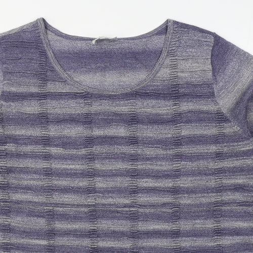 Studio 8 Womens Purple Scoop Neck Striped Acrylic Pullover Jumper Size 22