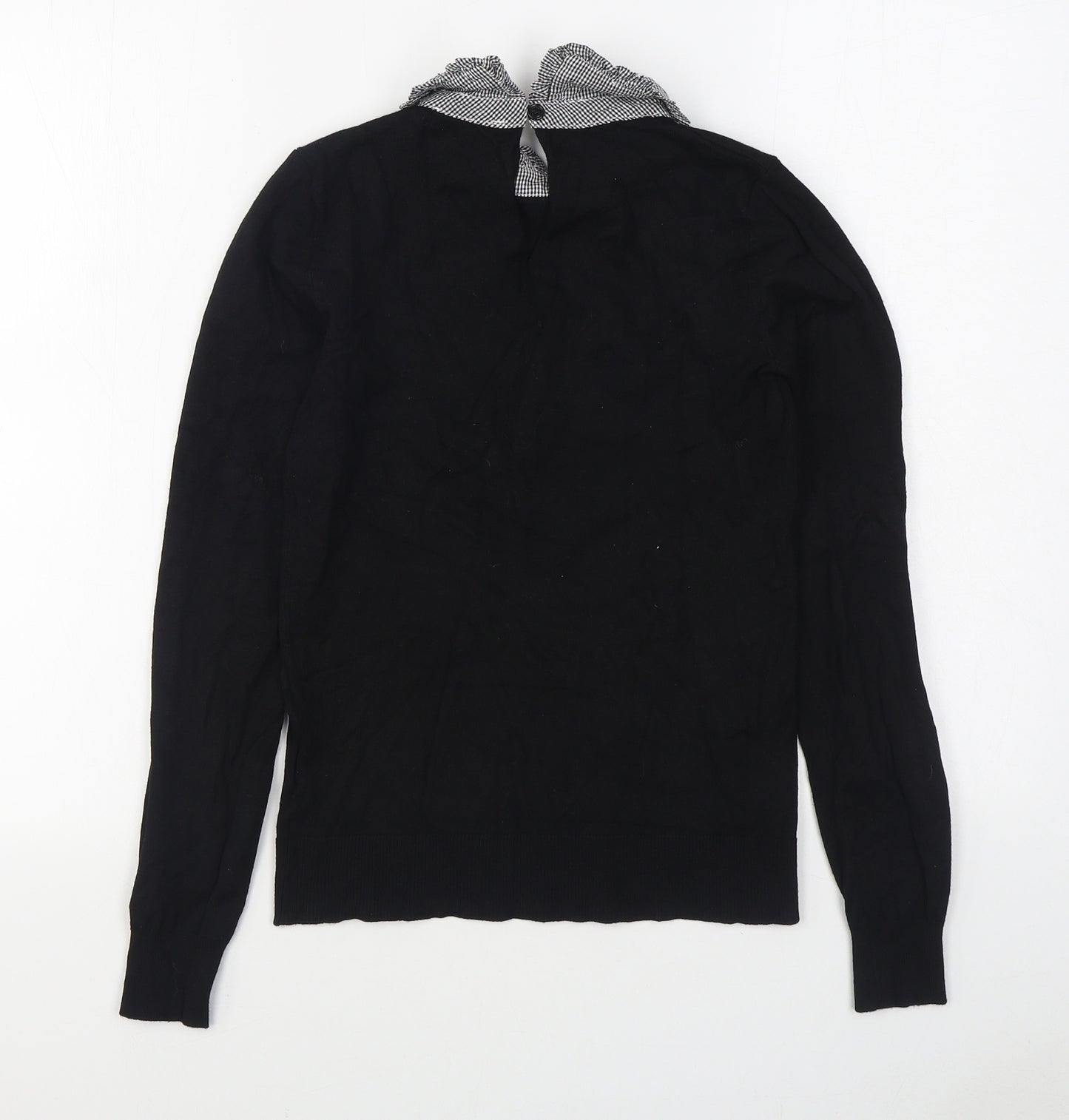 Warehouse Womens Black Collared  Viscose Pullover Jumper Size 6