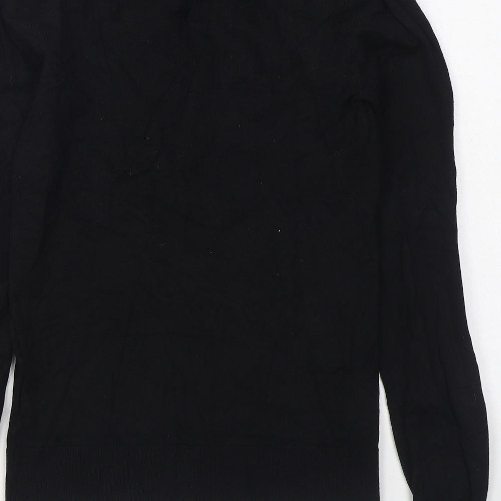 Warehouse Womens Black Collared  Viscose Pullover Jumper Size 6