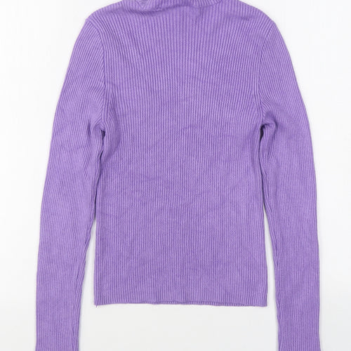 Stradivarius Womens Purple High Neck  Viscose Pullover Jumper Size M