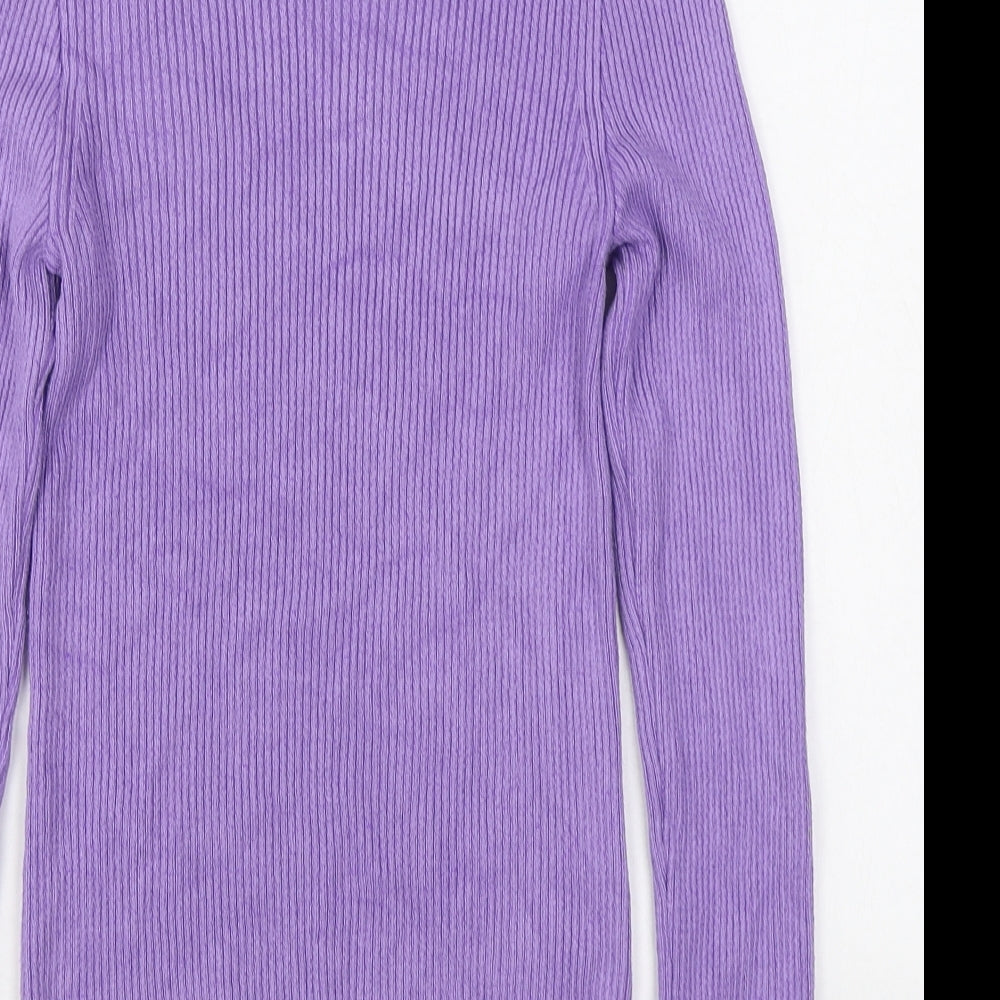 Stradivarius Womens Purple High Neck  Viscose Pullover Jumper Size M