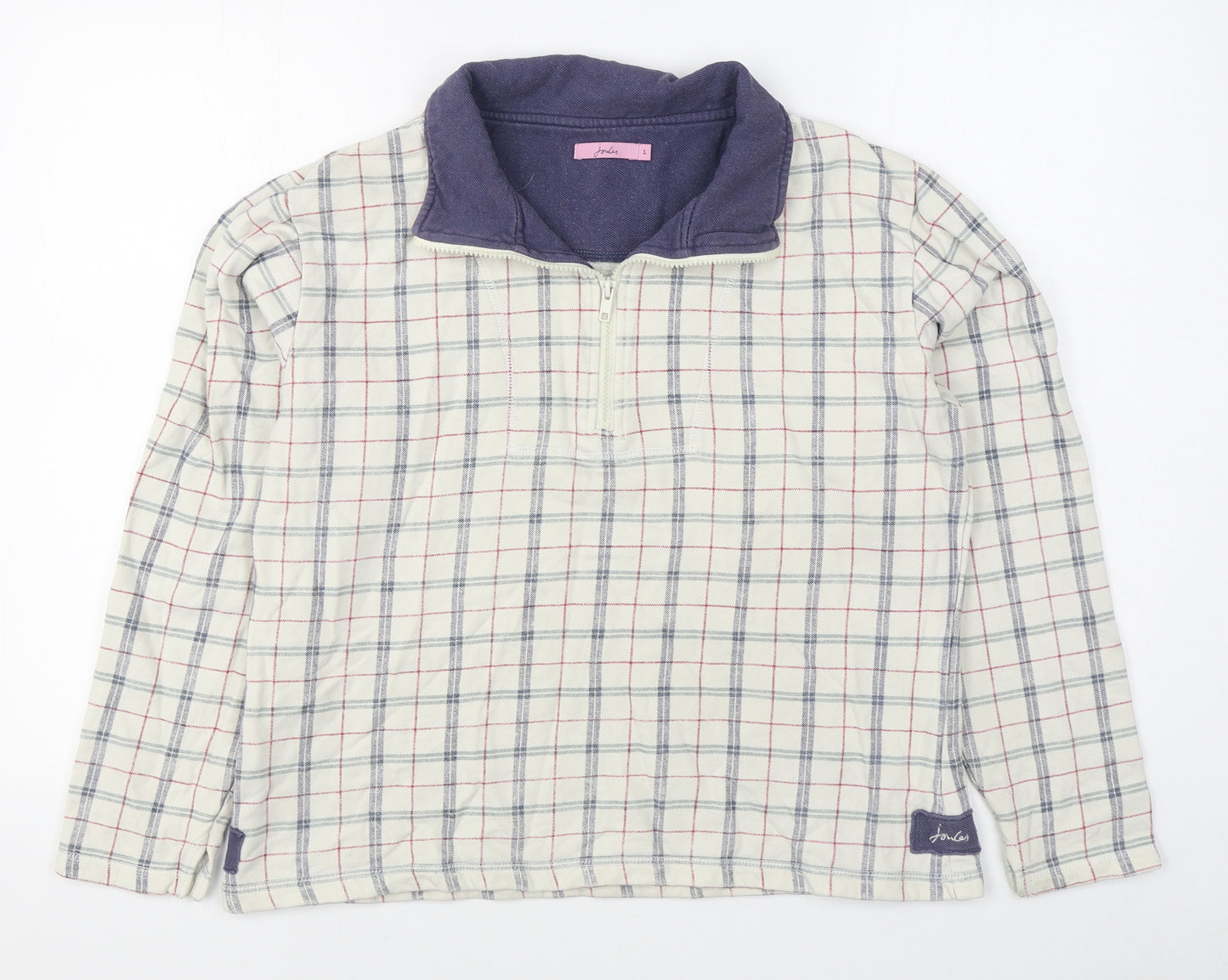 Joules Mens White Plaid  Jacket  Size L  Zip