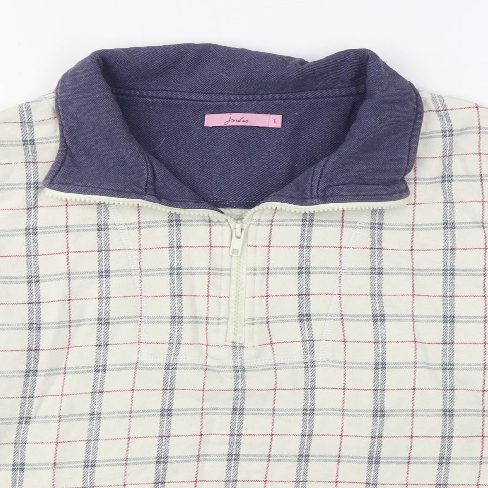 Joules Mens White Plaid  Jacket  Size L  Zip