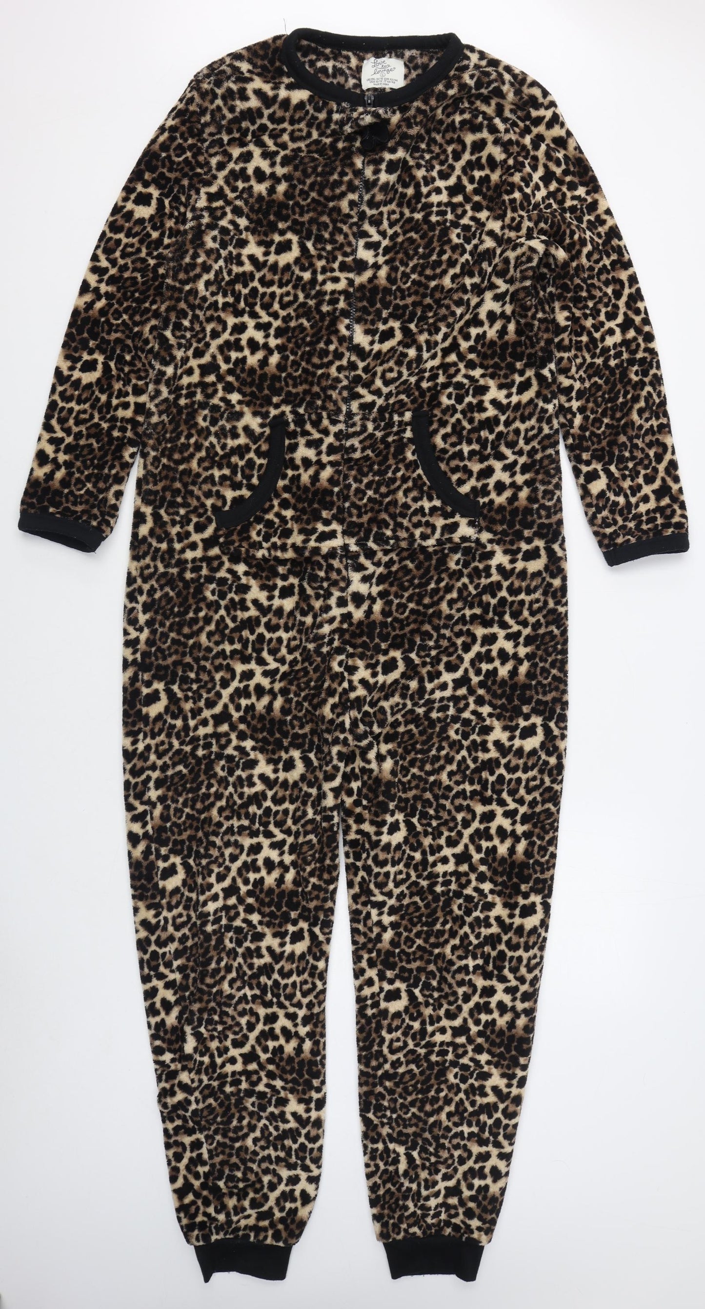 Primark Womens Brown Animal Print Polyester Top One Piece Size L  Zip