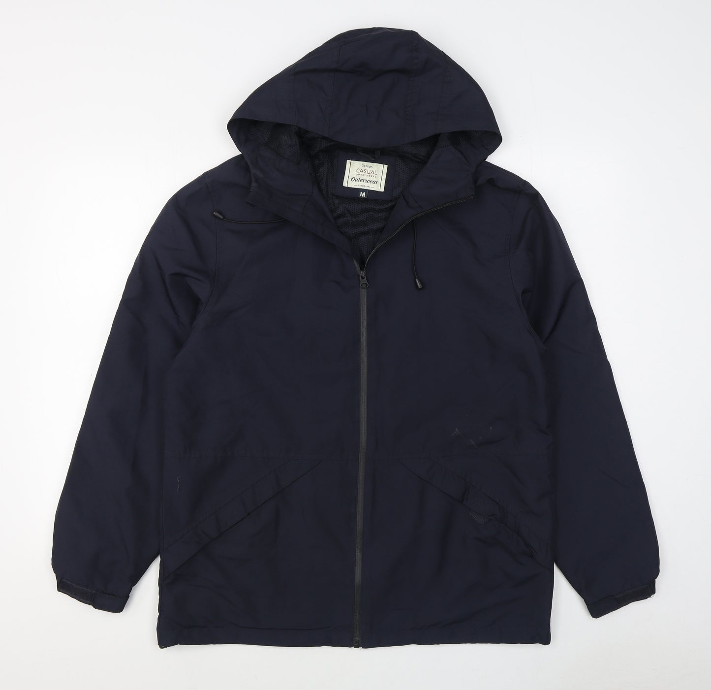 George Mens Black   Rain Coat Coat Size M  Zip