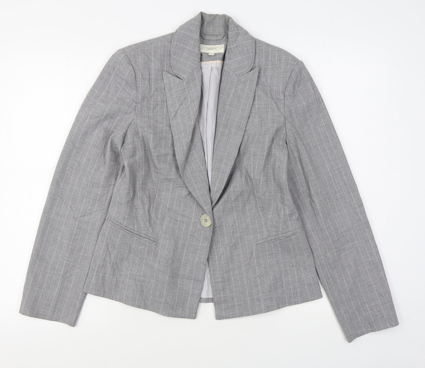 Marks and Spencer Womens Grey   Jacket Blazer Size 12  Button
