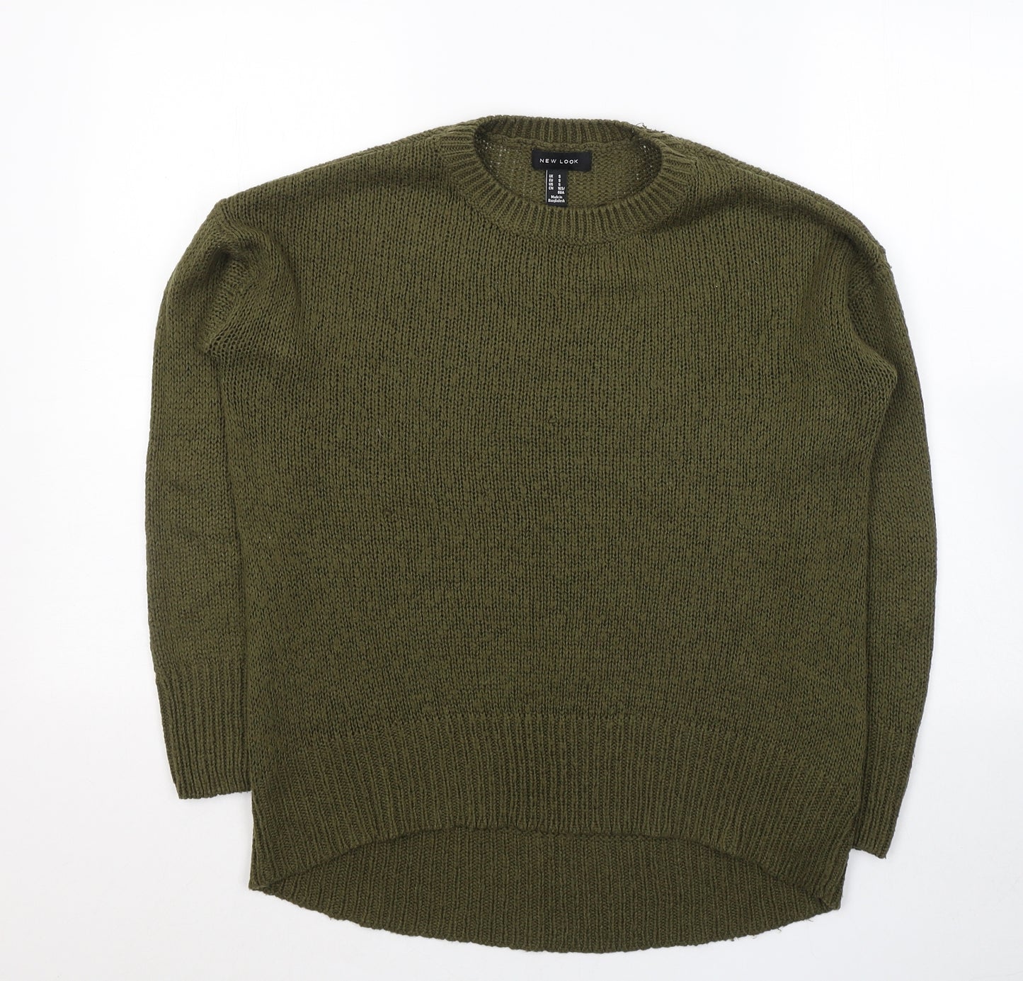 New Look Womens Green Round Neck  Acrylic Pullover Jumper Size S