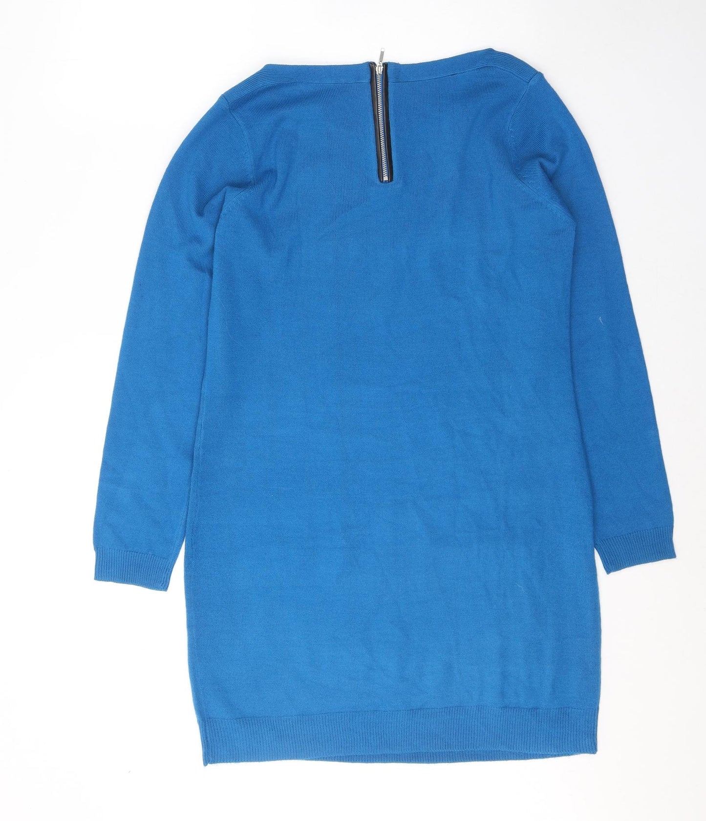 BHS Womens Blue Round Neck  Acrylic Tunic Jumper Size 12