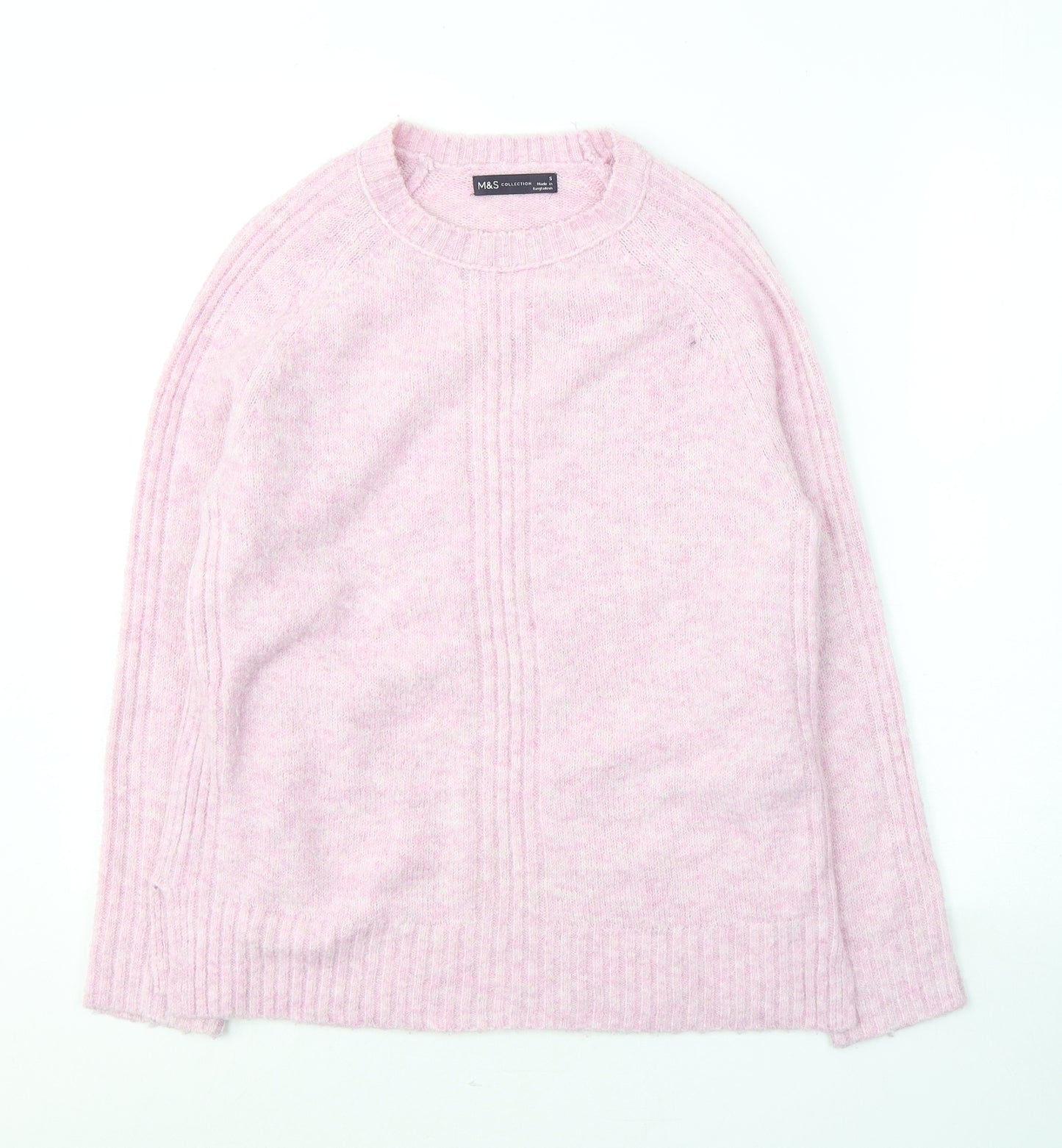 Marks and Spencer Womens Pink V-Neck  Acrylic Pullover Jumper Size S