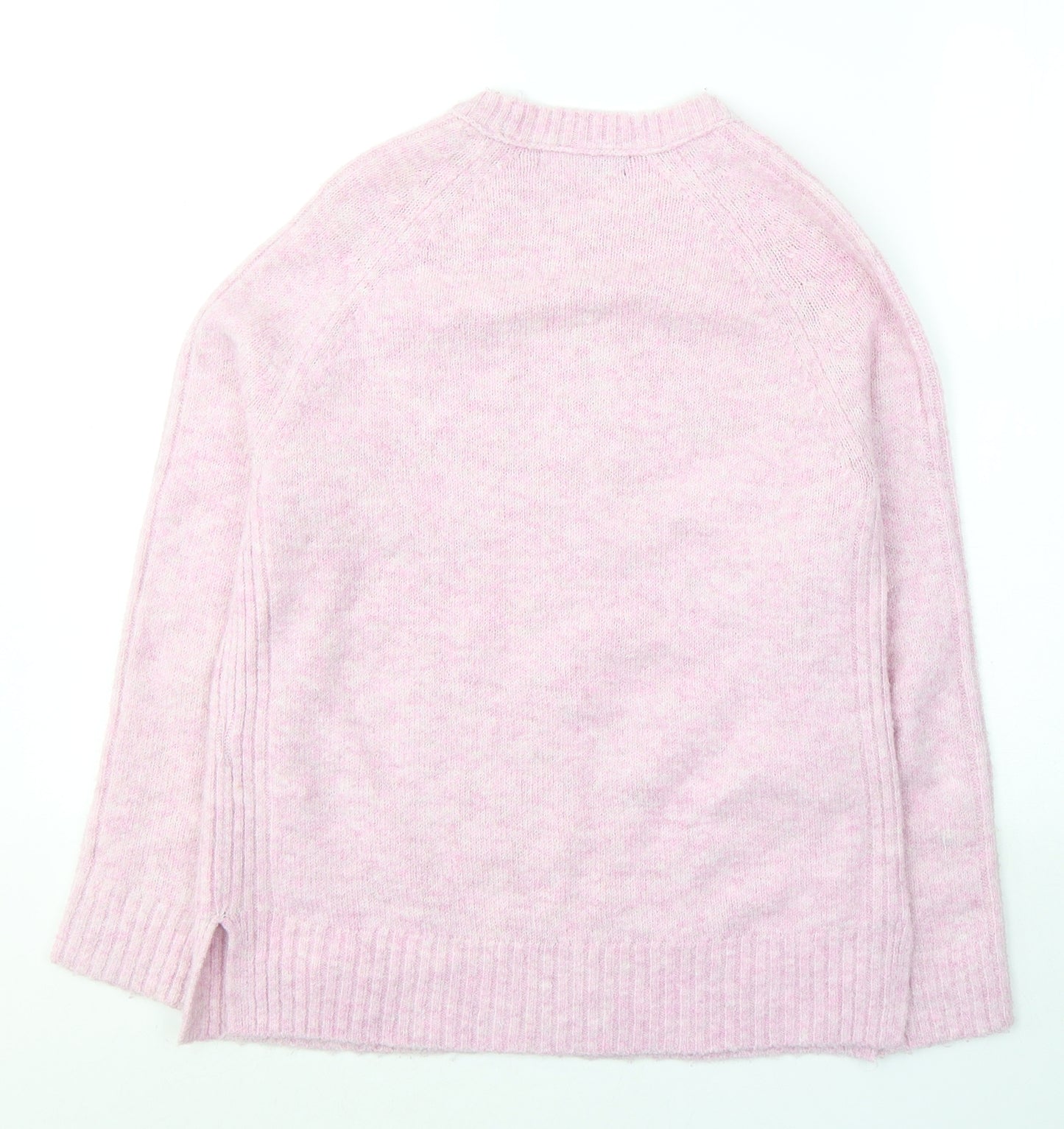 Marks and Spencer Womens Pink V-Neck  Acrylic Pullover Jumper Size S