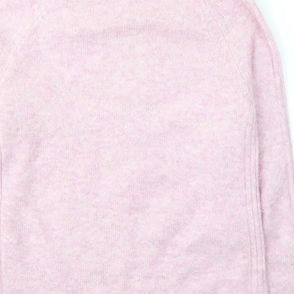 Marks and Spencer Womens Pink V-Neck  Acrylic Pullover Jumper Size S
