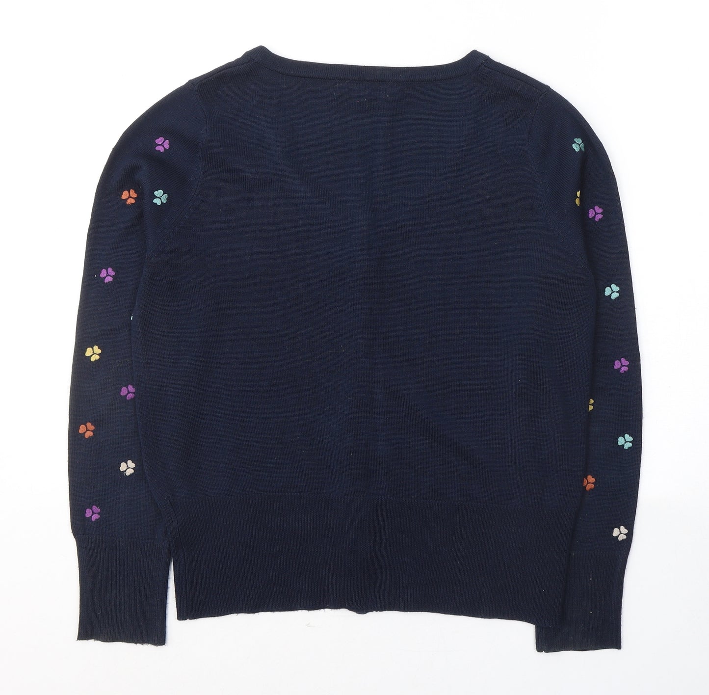 Evie Womens Blue V-Neck Geometric Acrylic Cardigan Jumper Size 14