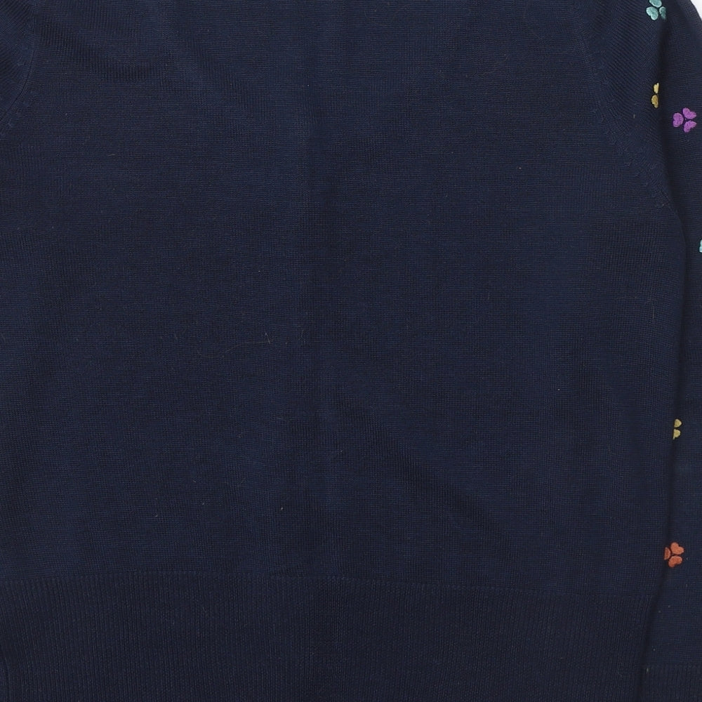 Evie Womens Blue V-Neck Geometric Acrylic Cardigan Jumper Size 14