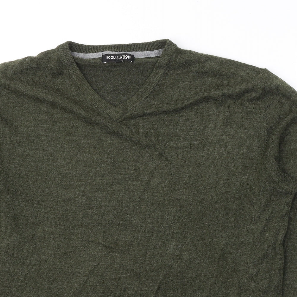 Debenhams Mens Green V-Neck  Acrylic Pullover Jumper Size L
