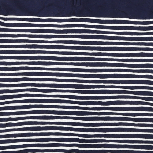 Emreco Womens Blue Round Neck Striped Cotton Pullover Jumper Size 20