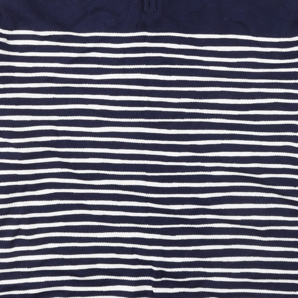 Emreco Womens Blue Round Neck Striped Cotton Pullover Jumper Size 20
