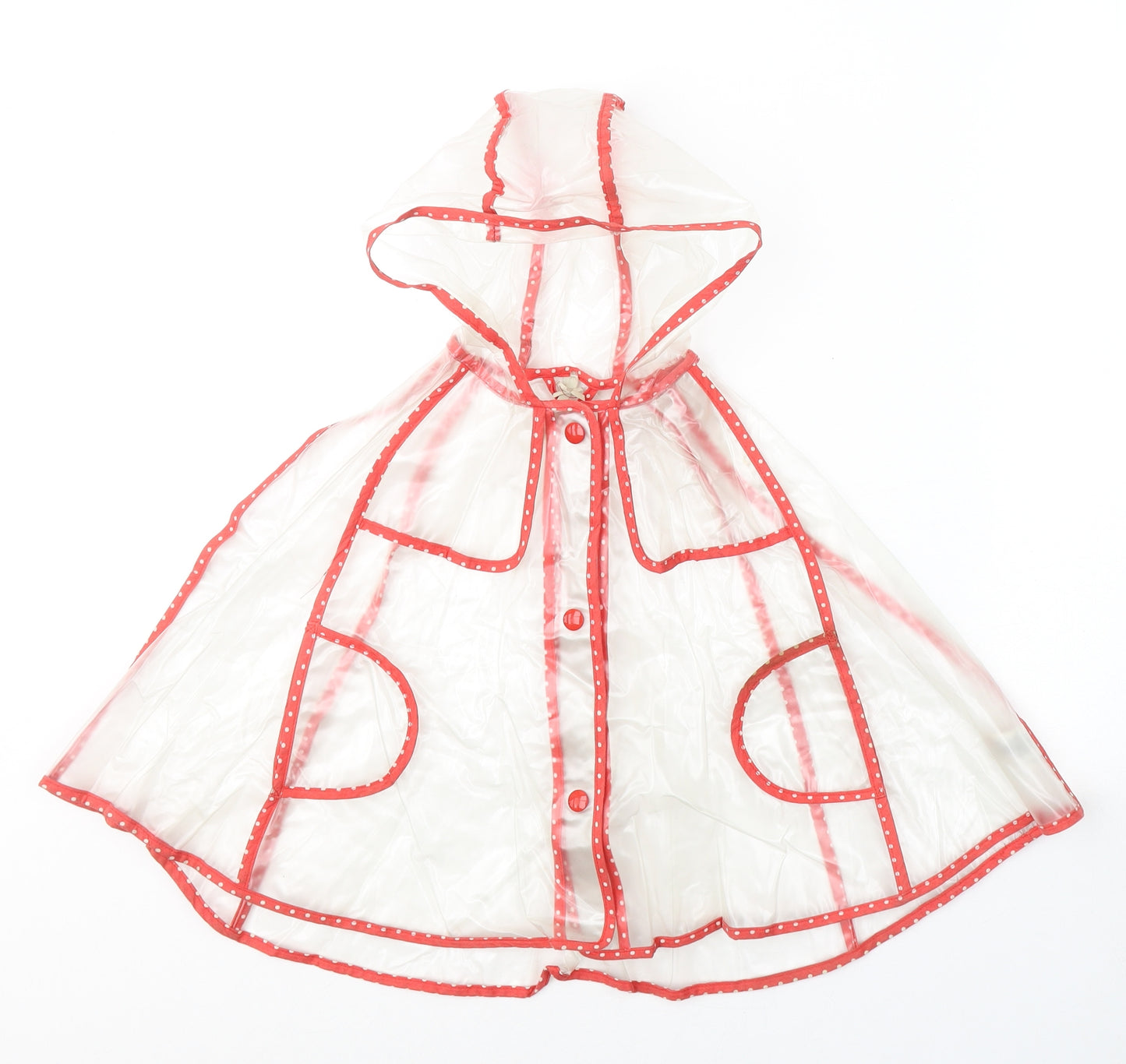 NEXT Girls Clear Polka Dot  Rain Coat Jacket Size 4-5 Years  Button