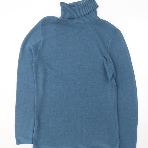 FUTURE LADY Womens Blue Roll Neck  Acrylic Tunic Jumper Size M