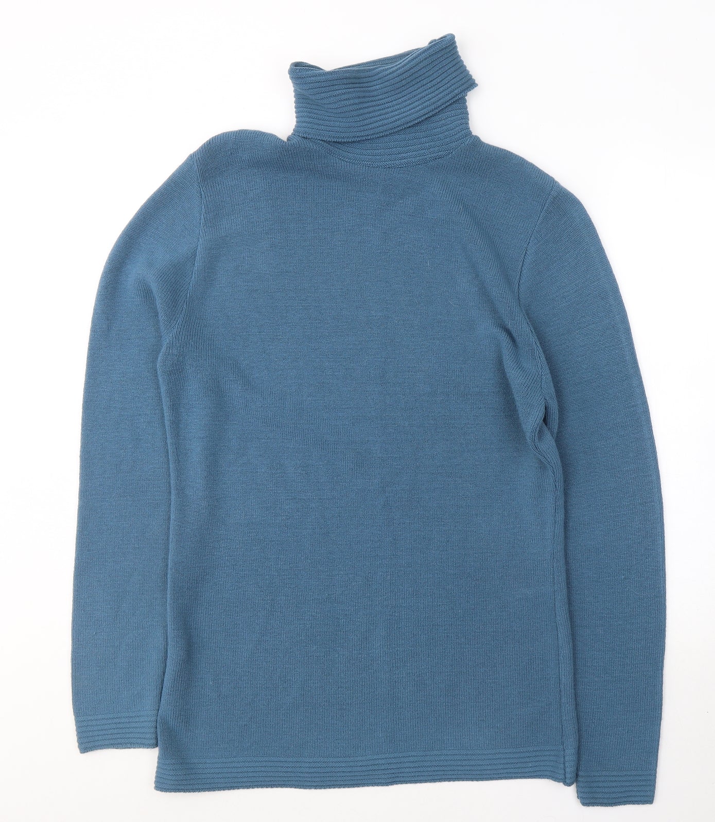 FUTURE LADY Womens Blue Roll Neck  Acrylic Tunic Jumper Size M