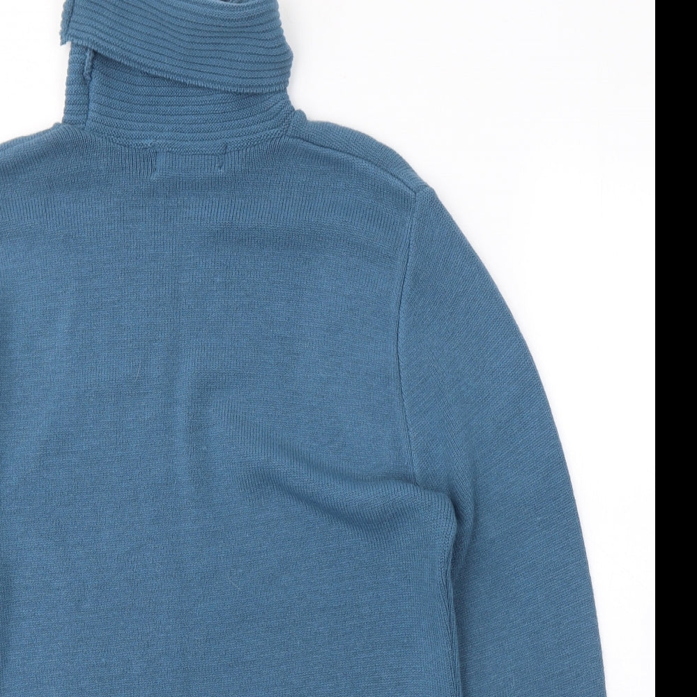 FUTURE LADY Womens Blue Roll Neck  Acrylic Tunic Jumper Size M