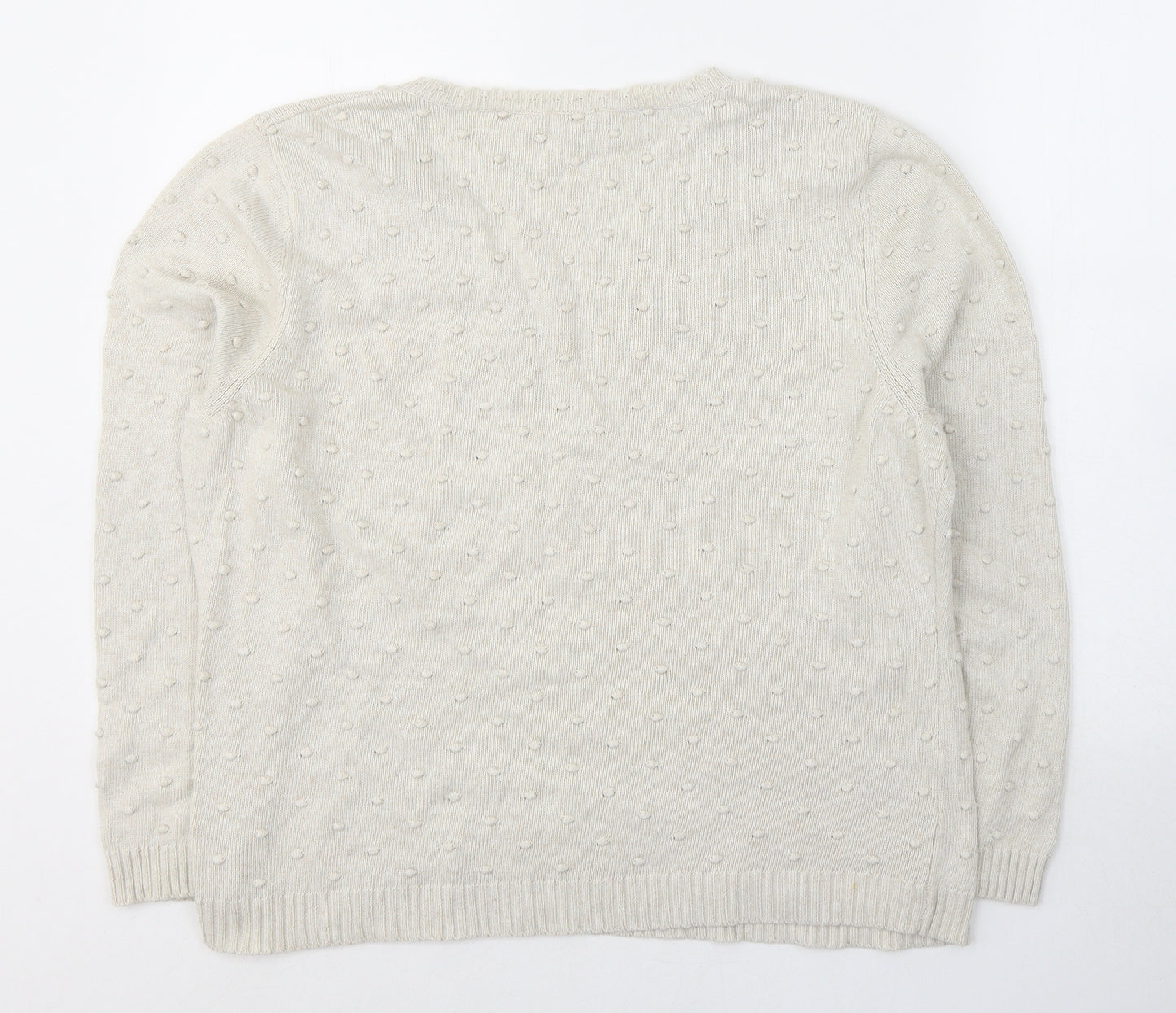 CC Womens Beige V-Neck  Cotton Pullover Jumper Size 2XL