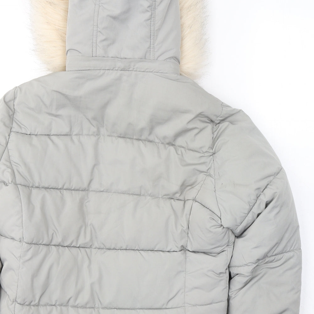 Topshop Womens Grey   Puffer Jacket Coat Size 12  Zip