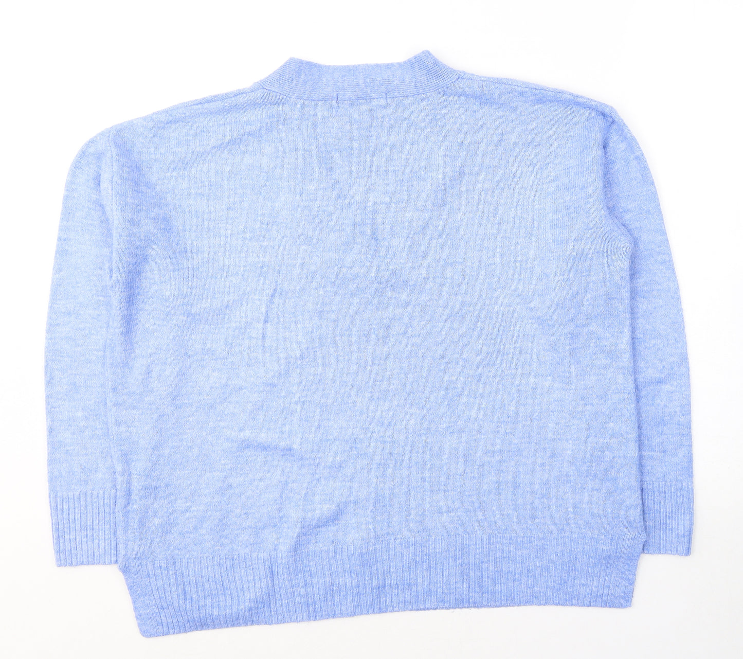 Nutmeg Womens Blue V-Neck  Acrylic Pullover Jumper Size 14