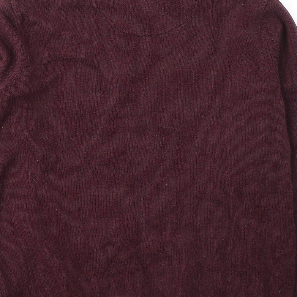 Maine Mens Red V-Neck  Cotton Pullover Jumper Size L