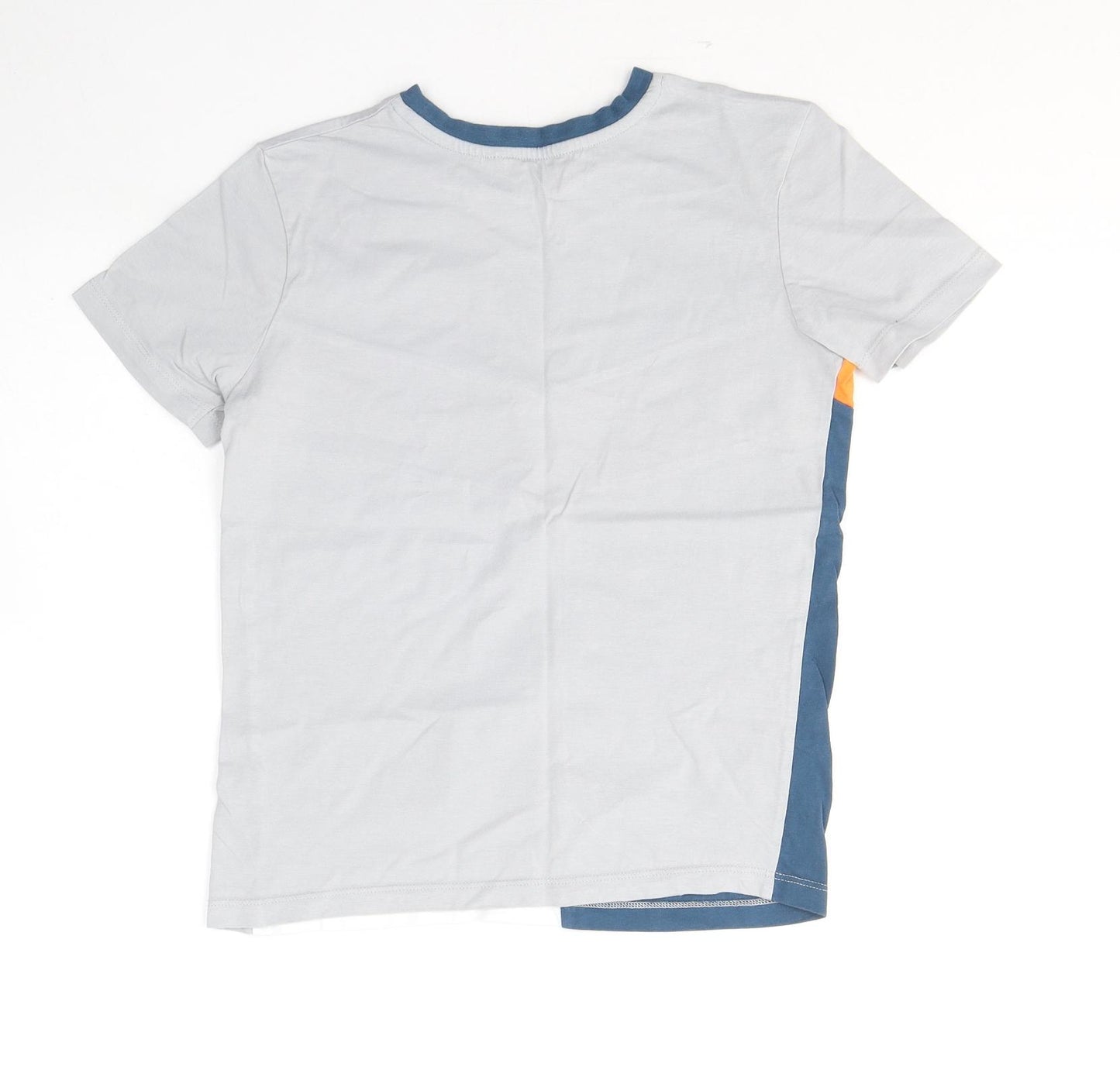 George  Boys Grey Colourblock Cotton Basic T-Shirt Size 10-11 Years Round Neck Pullover - Awesome Vibes