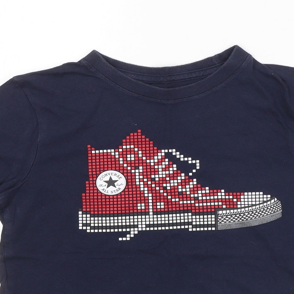 Converse Boys Blue  Cotton Basic T-Shirt Size 8-9 Years Round Neck Pullover - Shoes