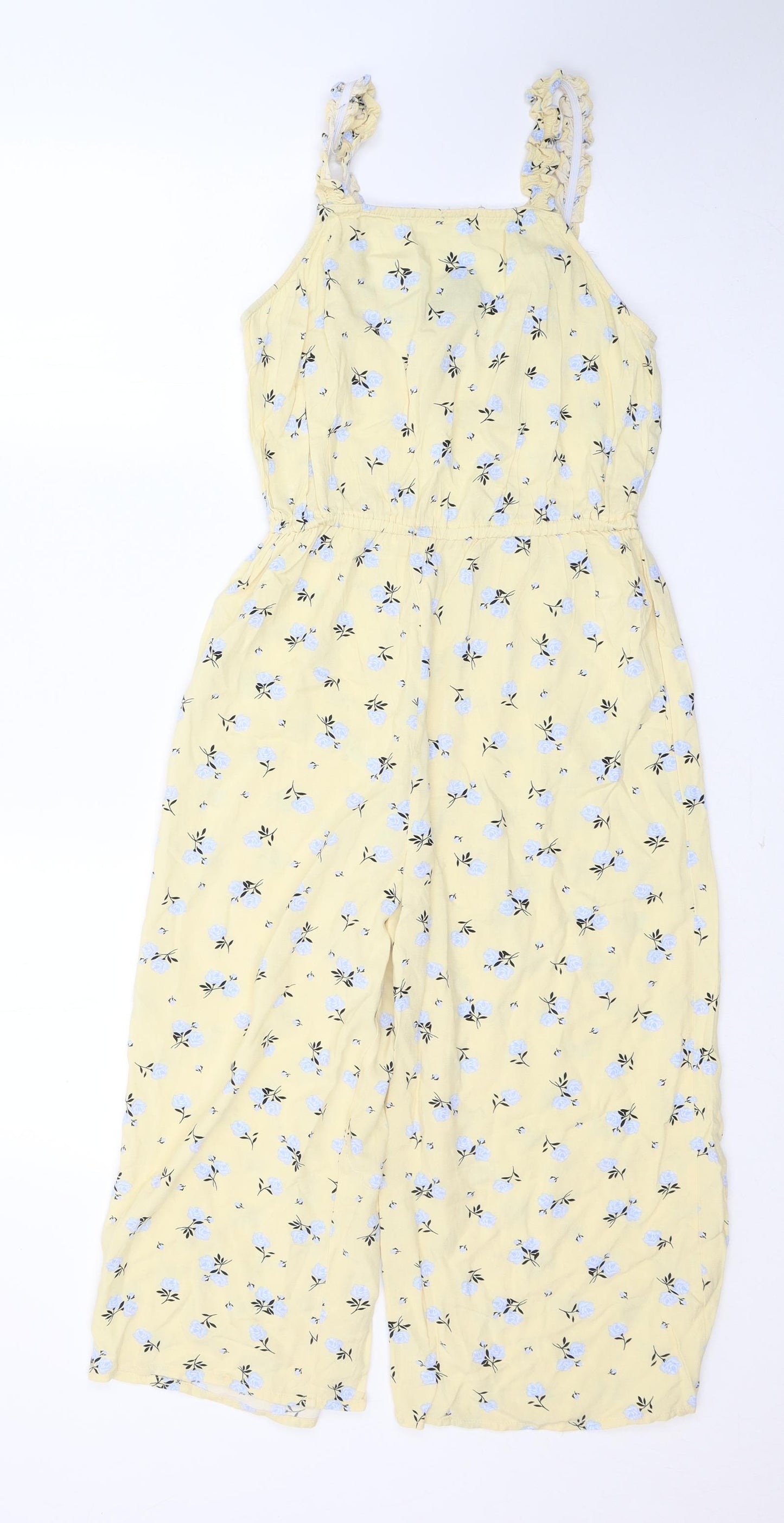 Primark Girls Yellow Floral Viscose Jumpsuit One-Piece Size 12 Years L16 in Pullover