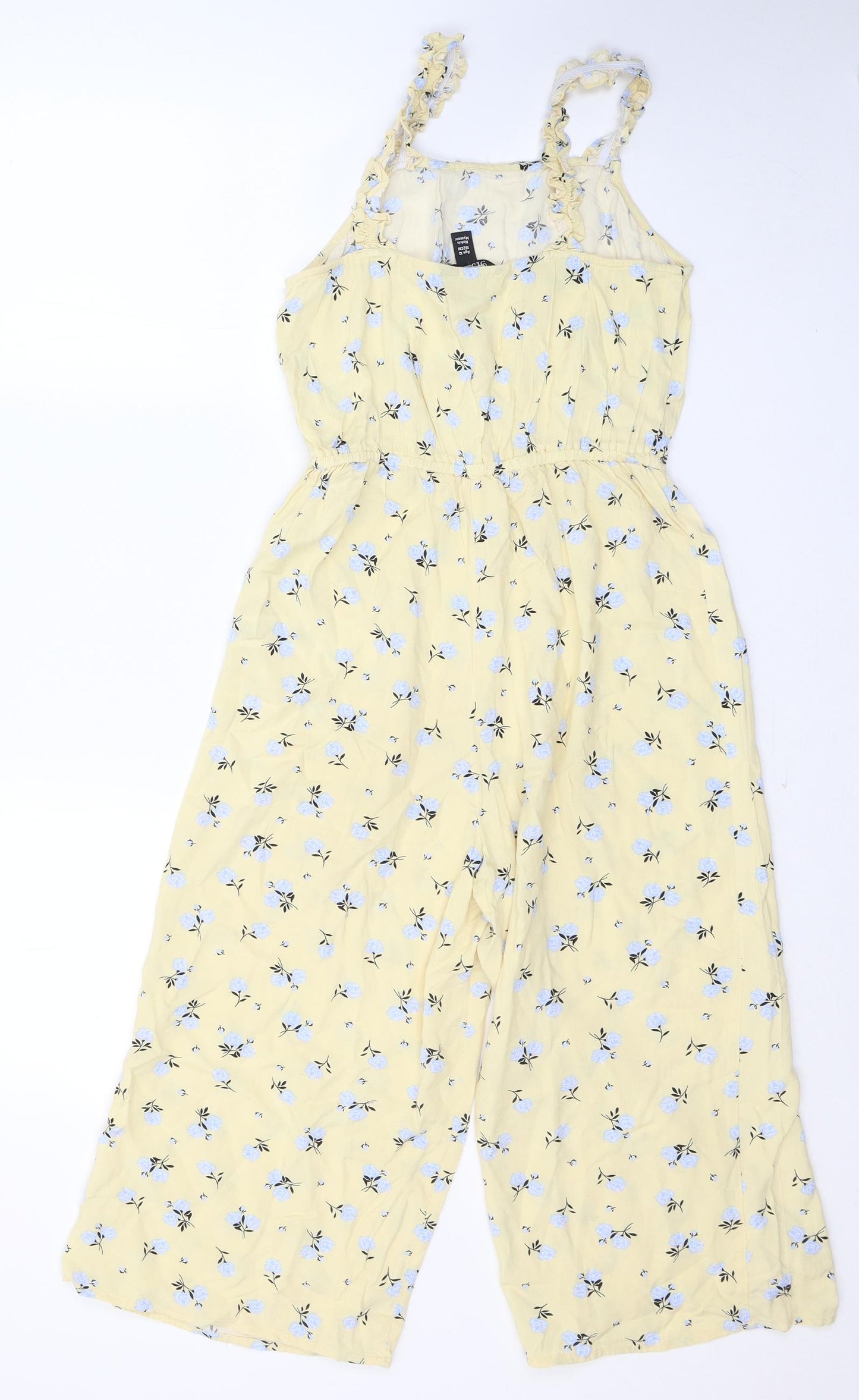 Primark Girls Yellow Floral Viscose Jumpsuit One-Piece Size 12 Years L16 in Pullover