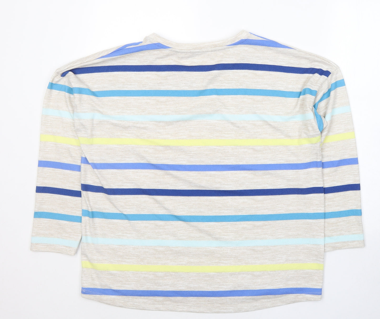 TU Womens Beige Round Neck Striped Polyester Pullover Jumper Size 16