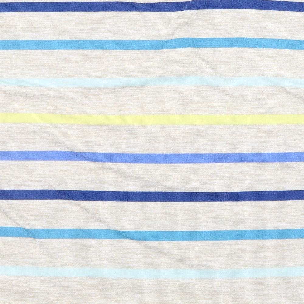 TU Womens Beige Round Neck Striped Polyester Pullover Jumper Size 16