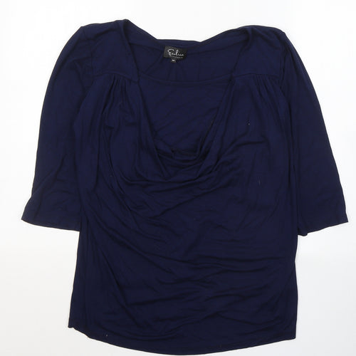 ElaLine Womens Blue  Viscose Jersey Blouse Size 16 Round Neck