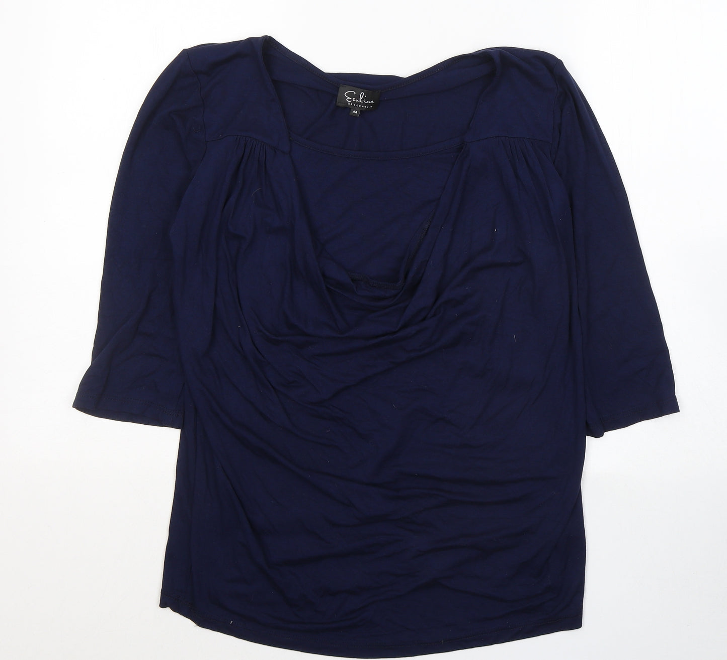 ElaLine Womens Blue  Viscose Jersey Blouse Size 16 Round Neck