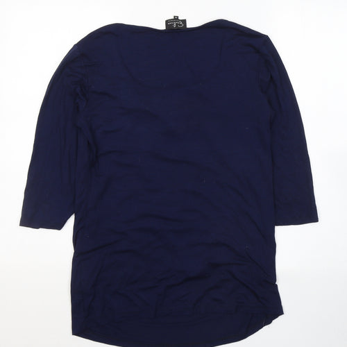 ElaLine Womens Blue  Viscose Jersey Blouse Size 16 Round Neck