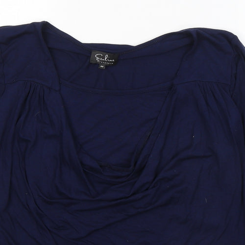 ElaLine Womens Blue  Viscose Jersey Blouse Size 16 Round Neck