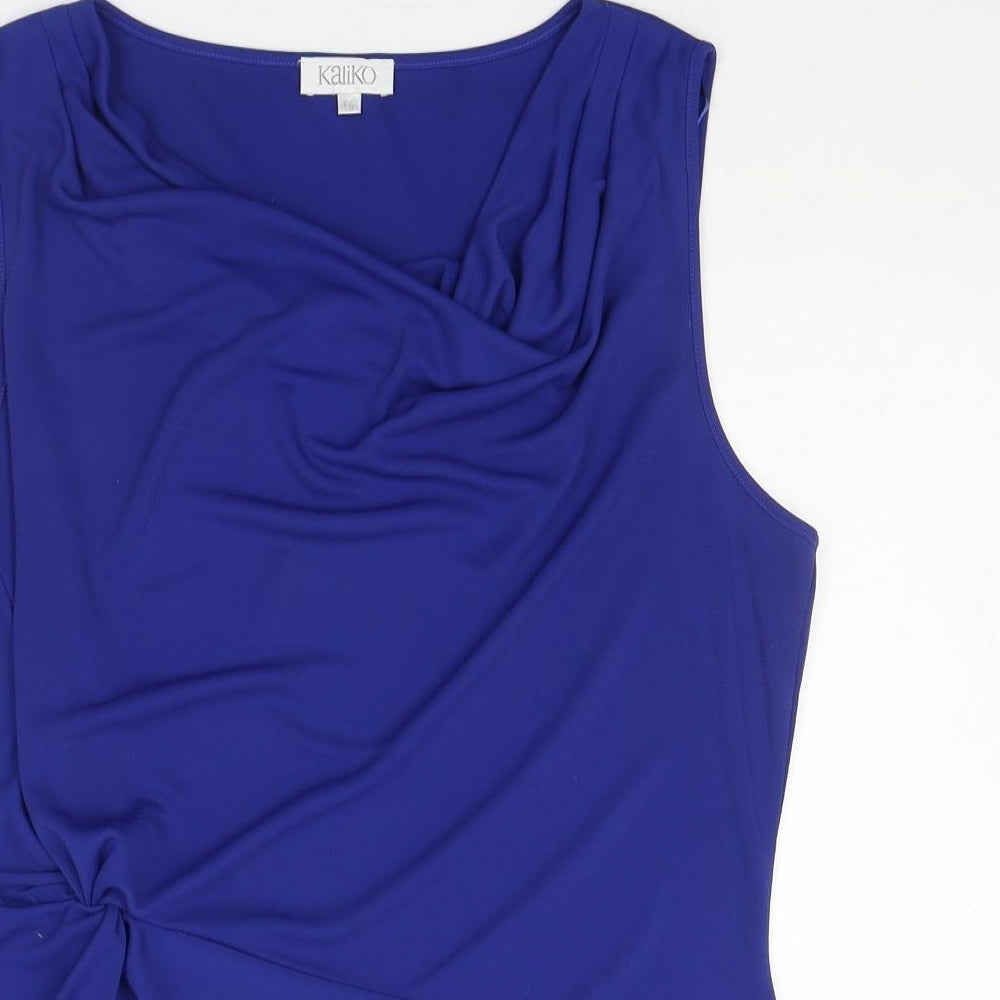 Kaliko Womens Blue  Polyester Basic Blouse Size 16 Round Neck